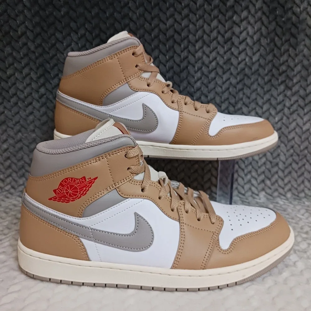 Air Jordan 1 Mid Hemp White Men's Sneakers Shoes Size 11.5